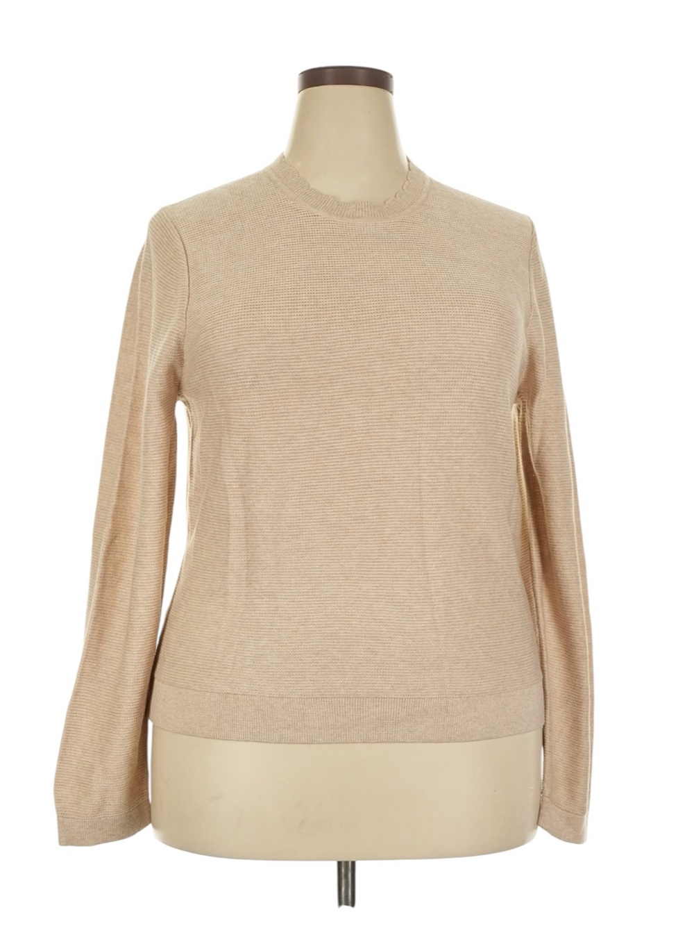 J. Crew Scalloped Crewneck Sweater Size XXL Tan Workwear Casual Textured NWT